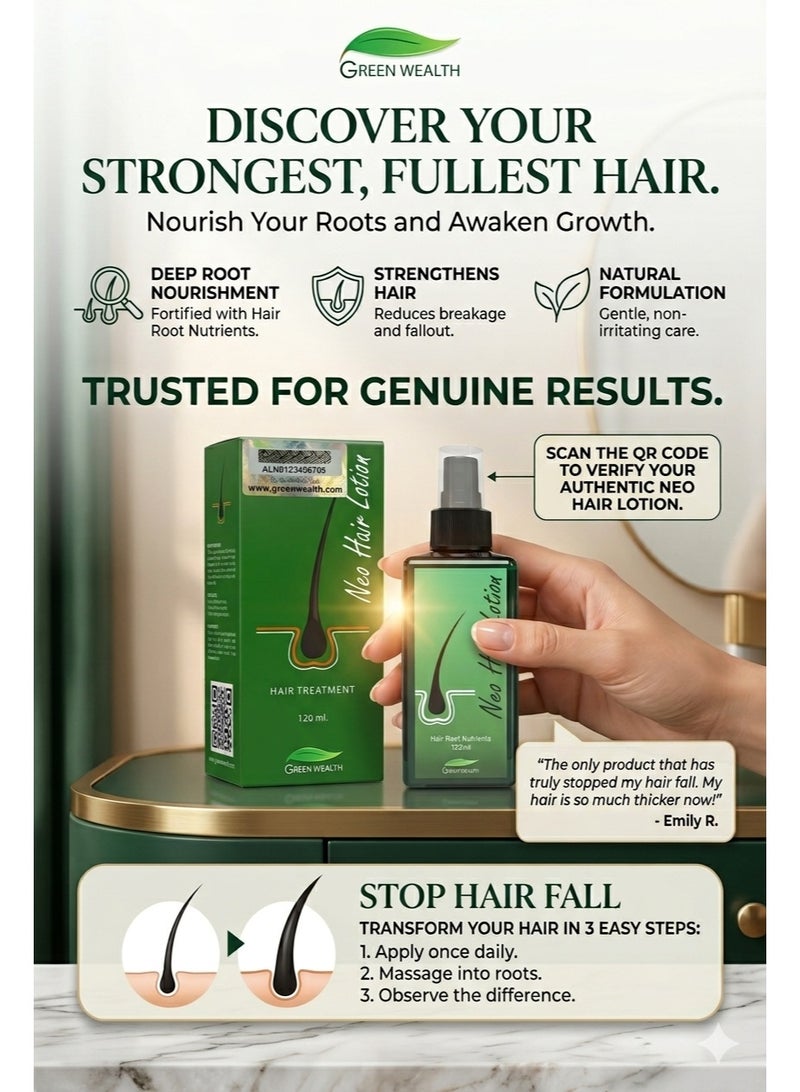 Green Wealth Neo Hair Lotion ORIGINAL - Hair Treatment and Root Nutrients 120ml - Image 2