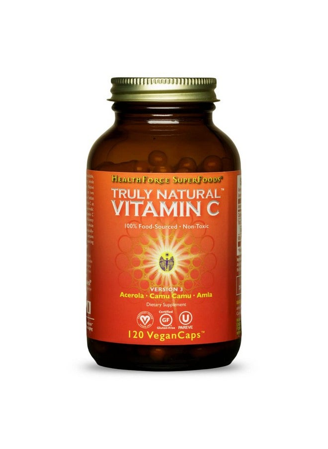 HEALTHFORCE SUPERFOODS Truly Natural Vitamin C 120 Vegancaps (Pack Of 1) Whole Food Vitamin C From Acerola Cherry Powder & Camu Camu Fruit Immune Support Vegan Gluten Free 15 Servings  - Image 2