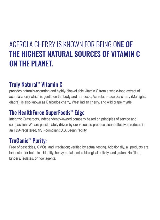 HEALTHFORCE SUPERFOODS Truly Natural Vitamin C 120 Vegancaps (Pack Of 1) Whole Food Vitamin C From Acerola Cherry Powder & Camu Camu Fruit Immune Support Vegan Gluten Free 15 Servings  - Image 5