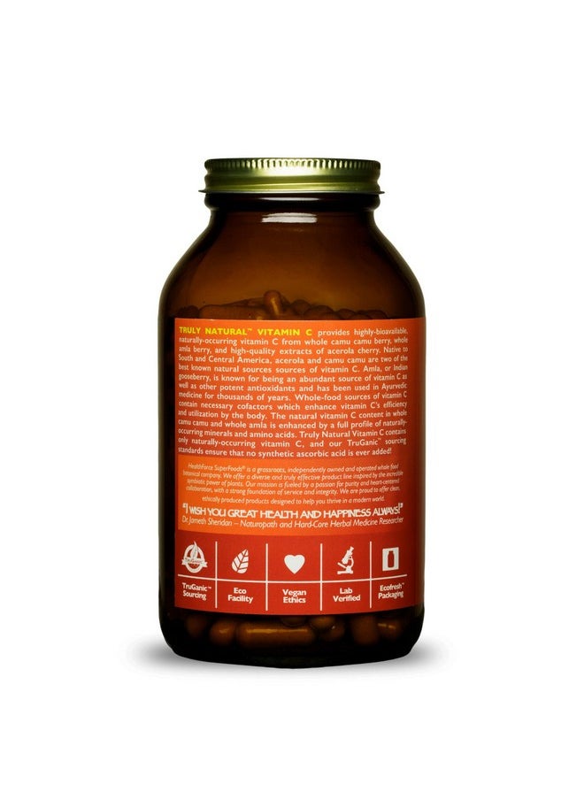 HEALTHFORCE SUPERFOODS Truly Natural Vitamin C 120 Vegancaps (Pack Of 1) Whole Food Vitamin C From Acerola Cherry Powder & Camu Camu Fruit Immune Support Vegan Gluten Free 15 Servings  - Image 4