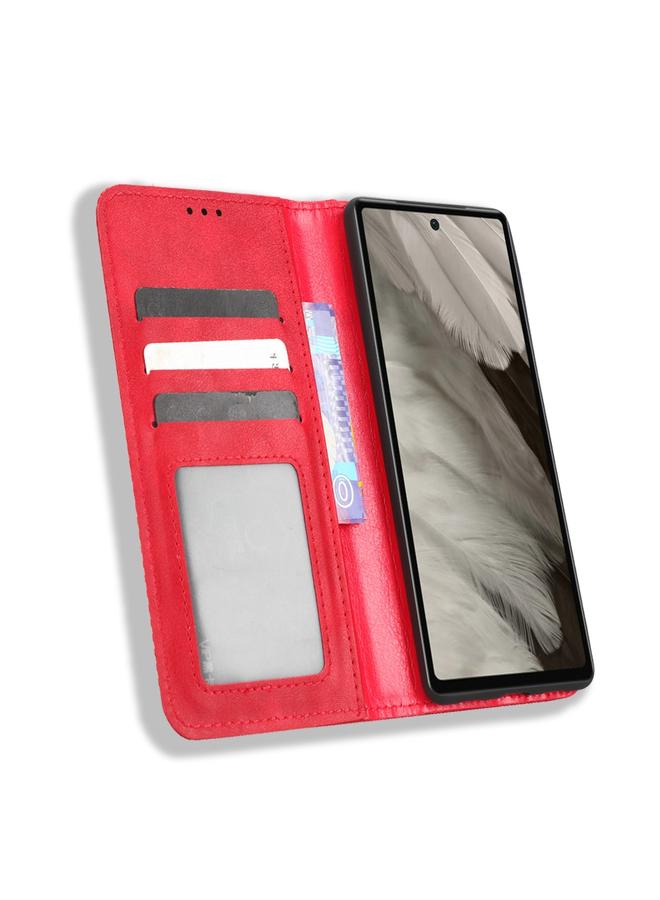 Green Tiger Case For Google Pixel 7a Magnetic Buckle Retro Texture Leather Phone Case - Image 4