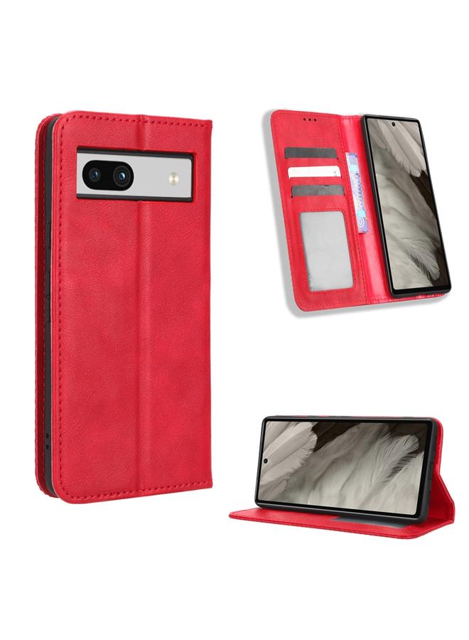 Green Tiger Case For Google Pixel 7a Magnetic Buckle Retro Texture Leather Phone Case - Image 1