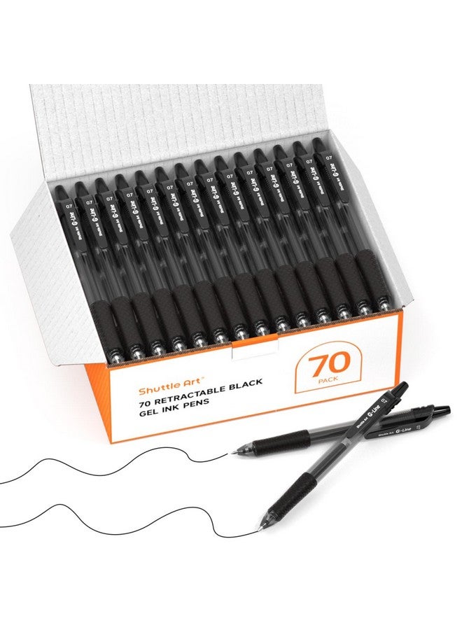 شاتل أرت أقلام جل سوداء، عبوة من 70 قلم حبر جل قابل للسحب متوسط الرأس، كتابة سلسة مع قبضة مريحة للمكتب والمدرسة والعمل المنزلي - Image 1