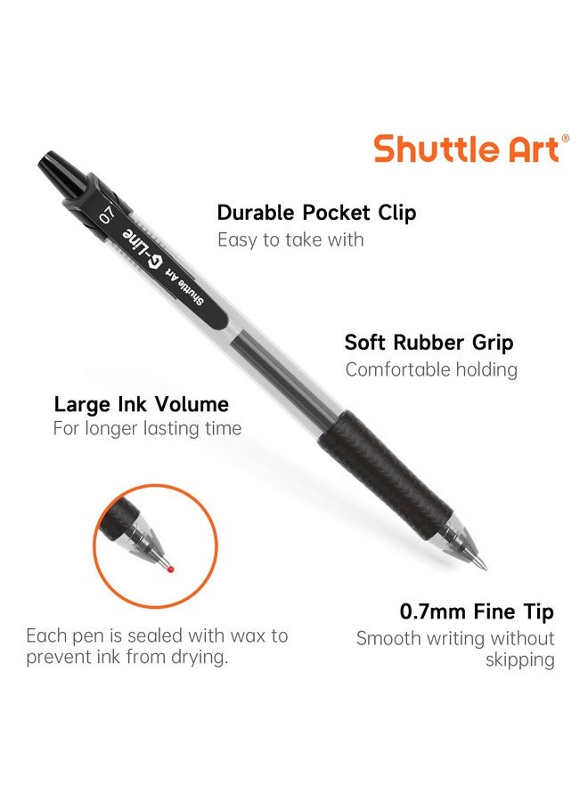 شاتل أرت أقلام جل سوداء، عبوة من 70 قلم حبر جل قابل للسحب متوسط الرأس، كتابة سلسة مع قبضة مريحة للمكتب والمدرسة والعمل المنزلي - Image 2