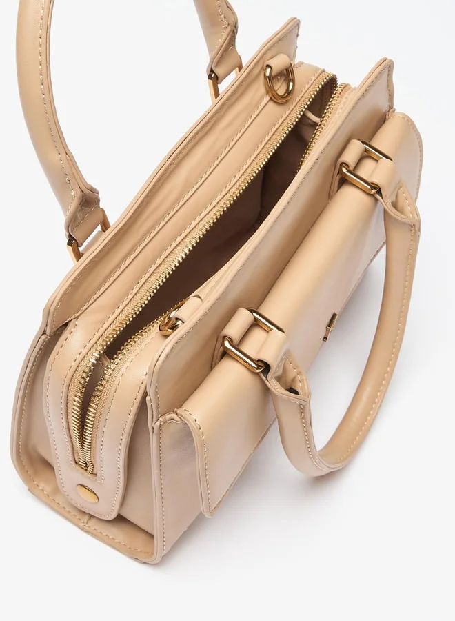 Flora Bella By Shoexpress Women Textured Tote Bag with Detachable Strap and Zip Closure