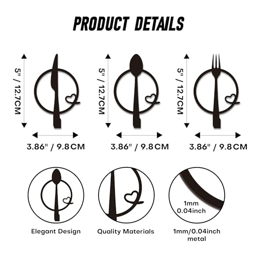Xedatric Kitchen Hook Three Piece Fork and Spoon Metal Wall Decor Modern Kitchen Wall Art Practical Hook for Home Gift for Women Mom - Image 3