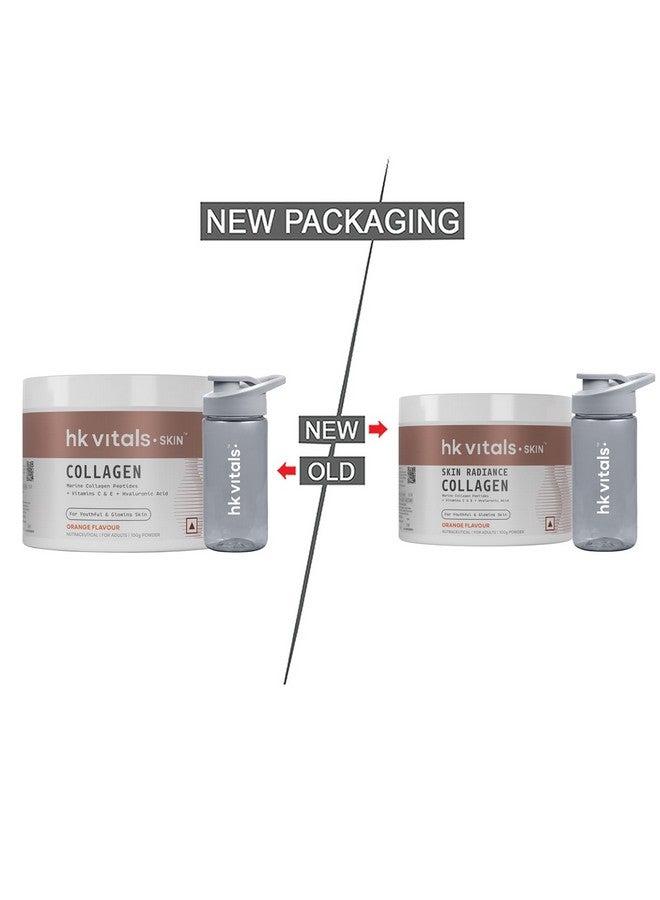 HEALTHKART مكمل كولاجين البحر من هيلث كارت hk فيتالز (برتقال، 100 جرام) وزجاجة شرب (رمادي، 300 مل) | حزمة كومبو - Image 2
