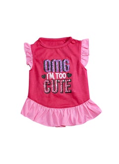 2024 Summer Pet Clothes Mommys Little Love Ruffle Skirt for Small Dogs Rose Red OMG