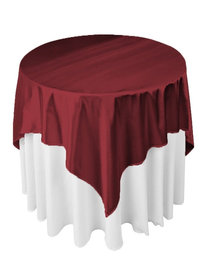 LinenTablecloth 72-Inch Square Satin Overlay Burgundy