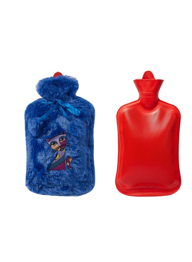 Biggdesign 2L Large Hot Water Bag with Soft Plush Cover, Cold & Hot Compress, Washable Hot Water Bag for Cramps, Neck and Back Pain, Feet and Shoulders, Navy Blue - Image 5