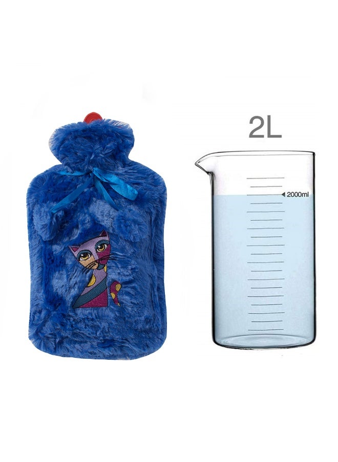 Biggdesign 2L Large Hot Water Bag with Soft Plush Cover, Cold & Hot Compress, Washable Hot Water Bag for Cramps, Neck and Back Pain, Feet and Shoulders, Navy Blue - Image 3