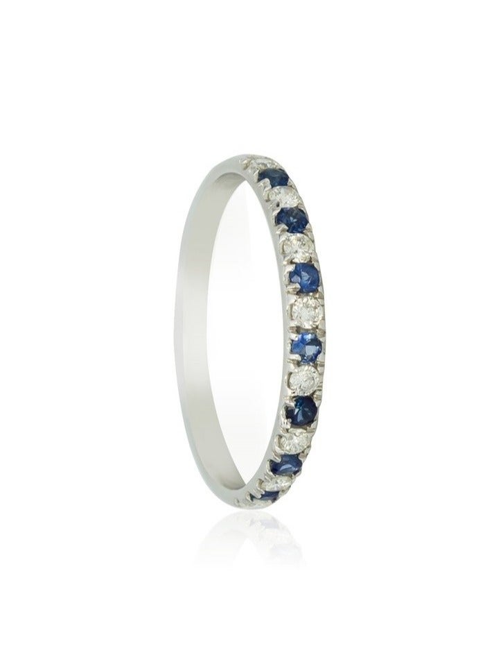 Capri Gold Blue Sapphire Diamond Ring in 18K Gold 8 US - Image 1