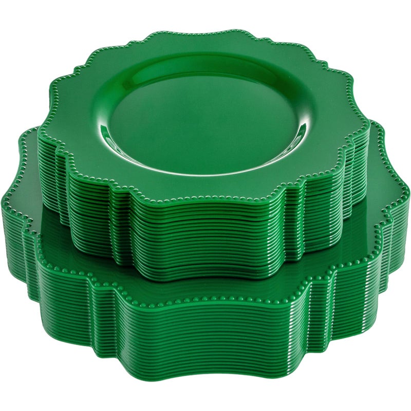 COLOSUS Disposable Party Plastic Plates 60Pcs Green plastic Party Plates Heavy Duty 30 Dinner plate 105 and 30 SaladDessert Plate 825 for St Patricks Day