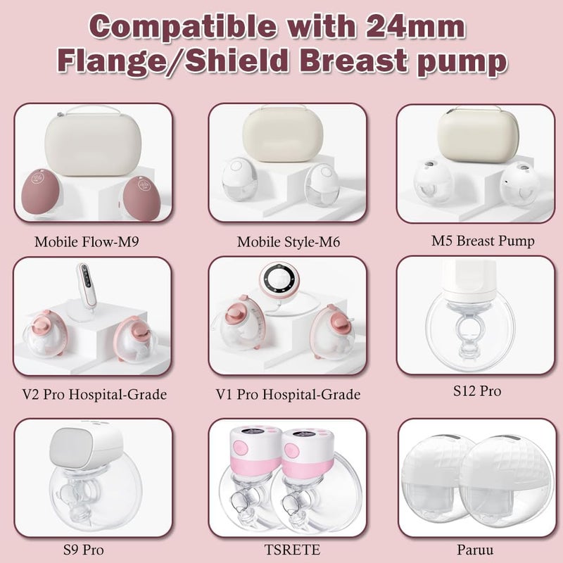 IVARONAL Flange Insert 15171921mm 8pcs Compatible with Momcozy M5M9M6S12 ProV1 ProV2 Profor SpectraMedelaMomMedeufyLansinohElvie Breast Pump Fit for 24mm FlangeShield of Most Pumps - Image 2