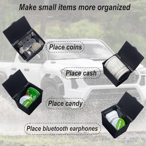 JKCOVER Center Console Coin Box Organizer Compatible with 2016-2020 2021 2022 2023 Toyota Tacoma Accessories Armrest Insert ABS Plastic Coin Holder Secondary Storage Box - Image 5