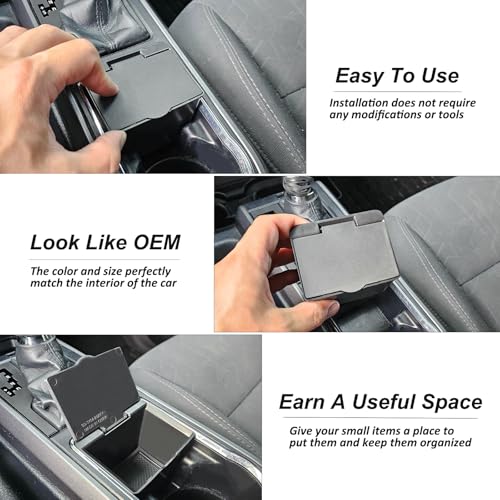 JKCOVER Center Console Coin Box Organizer Compatible with 2016-2020 2021 2022 2023 Toyota Tacoma Accessories Armrest Insert ABS Plastic Coin Holder Secondary Storage Box - Image 3
