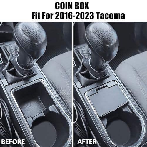JKCOVER Center Console Coin Box Organizer Compatible with 2016-2020 2021 2022 2023 Toyota Tacoma Accessories Armrest Insert ABS Plastic Coin Holder Secondary Storage Box - Image 2