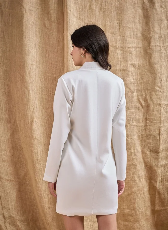 SASSAFRAS White Blazer Dress for Women