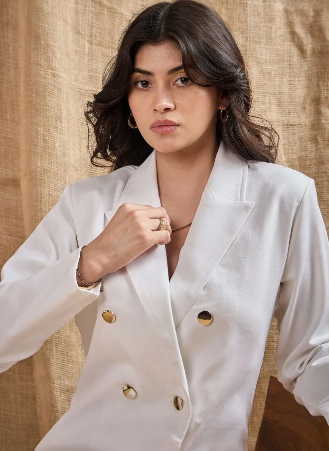 SASSAFRAS White Blazer Dress for Women