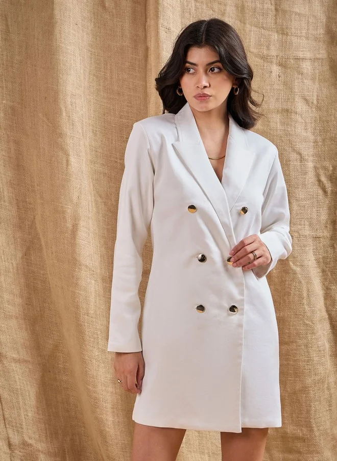 ساسافراس White Blazer Dress for Women
