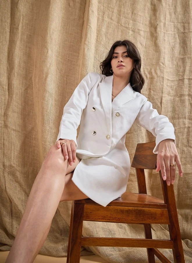 SASSAFRAS White Blazer Dress for Women