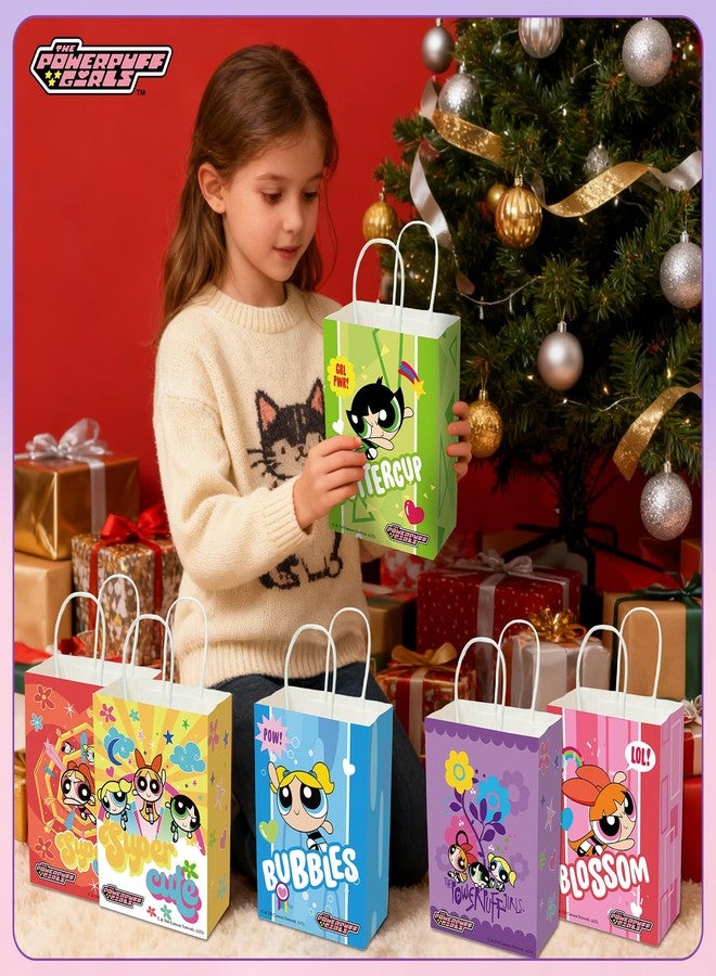 CoCube+ The Powerpuff Girls Gift Bags with Handles – 6 Pack Colorful Paper Bags, 6.3" x 3.2" x 8.6", Assorted Designs for Party Favor, Birthday, Baby Shower, Goodie Bag, Christmas Gift Bag for Kids - Image 2