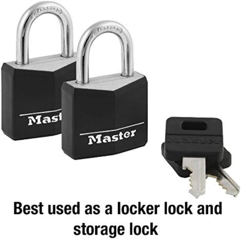 Master Lock 131T Covered Aluminum Keyed Alike Padlocks, Black, 2 Pack - Image 2