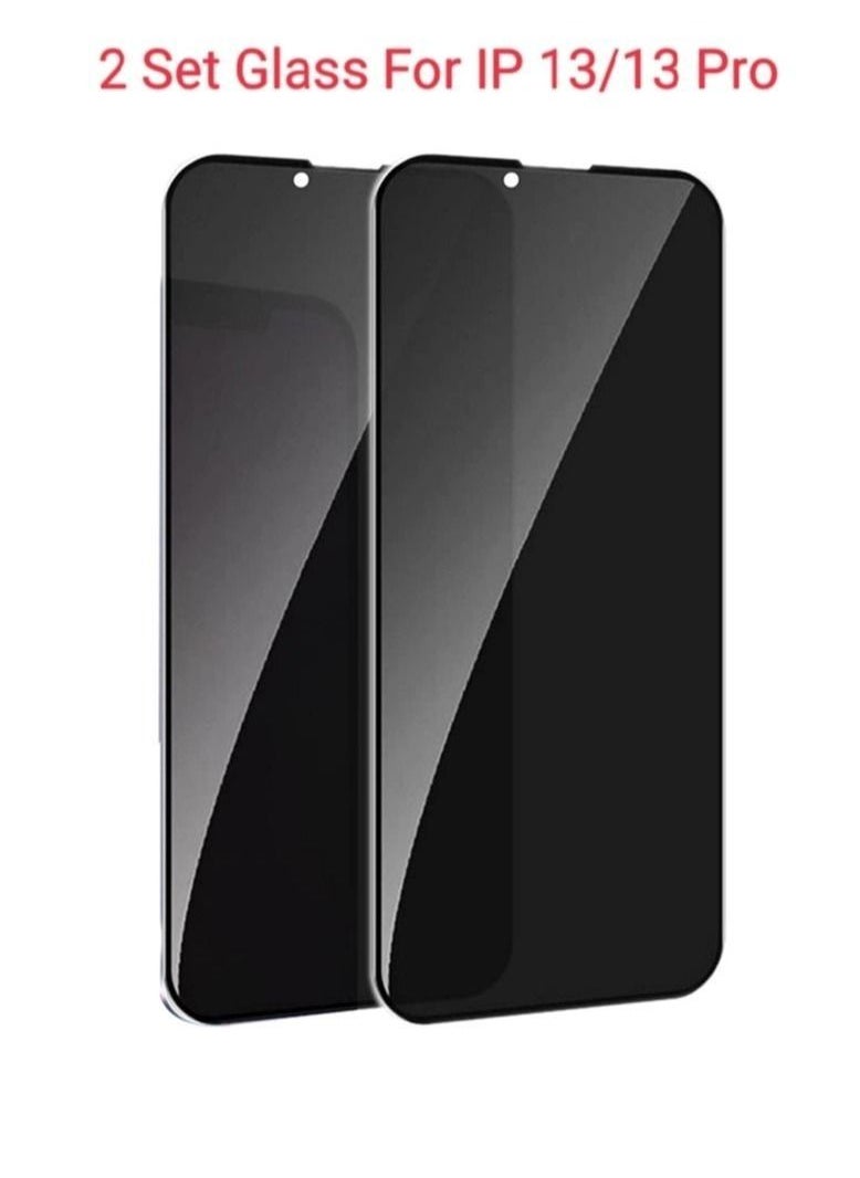 Generic - IPhone 13/13 Pro Anti-Spy Privacy Tempered Glass Screen Protector Black 2pcs - Image 1