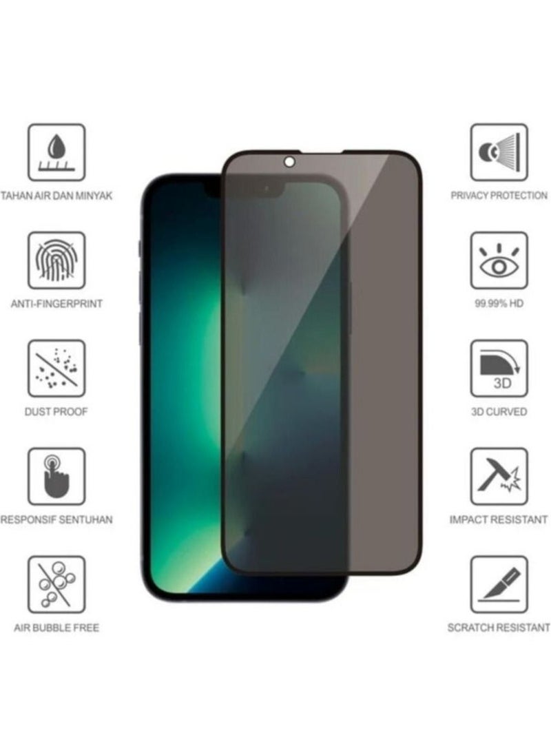 Generic - IPhone 13/13 Pro Anti-Spy Privacy Tempered Glass Screen Protector Black 2pcs - Image 1