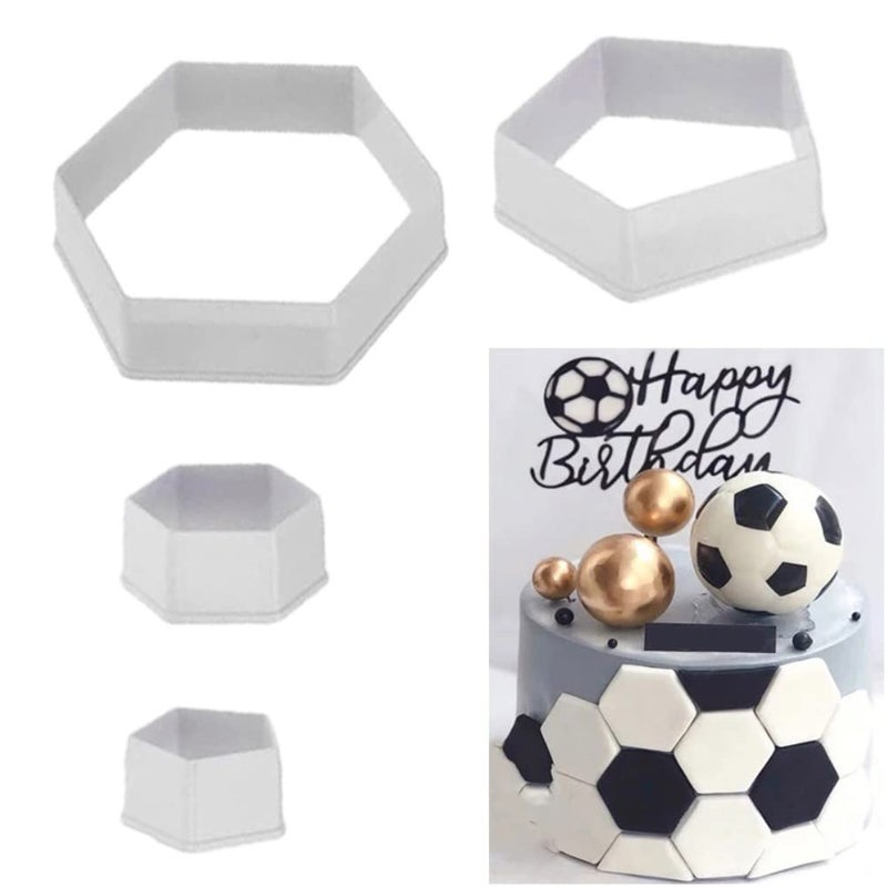 Soccer Ball Cookie CutterHexagon Cookie CutterFootball Cake Decorations  4 Sizes Geometric Biscuit Cutters Sandwiches Pastry Cutter for Birthday Cake Cupcake Decorating Tools