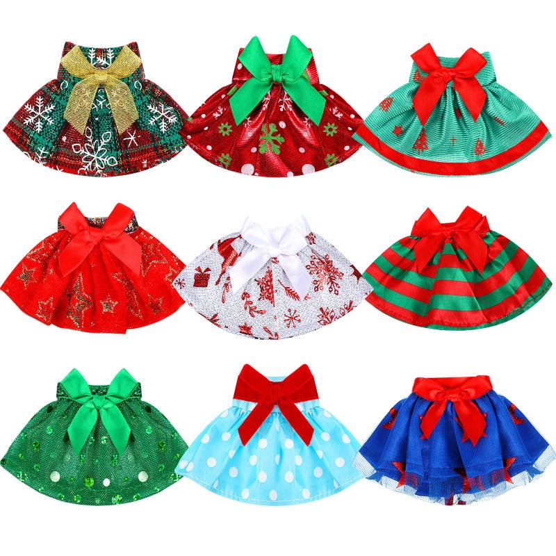 Hercicy 9 Pcs Christmas Doll Skirt Christmas Clothes Accessories Dance Skirts Dress for Doll Xmas Holiday Decorations for Outfit Accessory Decor Gift Simple - Image 3