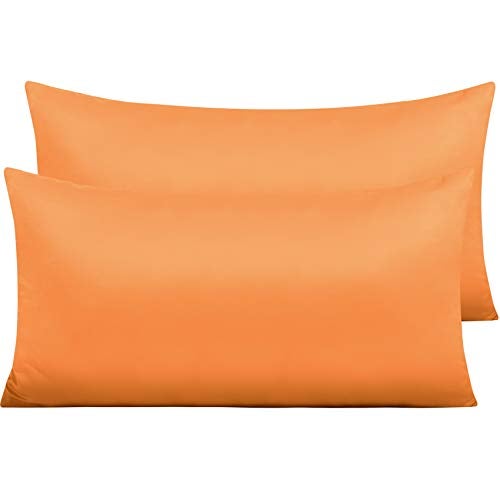 NTBAY Zippered Satin Pillow Cases for Hair and Skin Luxury King Hidden Zipper Pillowcases Set of 2 20x36 Inches Orange