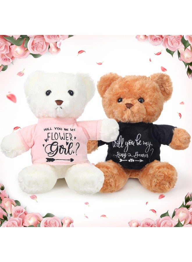 Hungdao Hungdao 2 Pcs Wedding Flower Girl Proposal Gifts 11.8 Inch Ring Boy Plush Will You Be My Flower Girl Bear Stuffed Animal from Bride and Groom for Wedding Proposal Anniversary Bridal Party  - Image 1