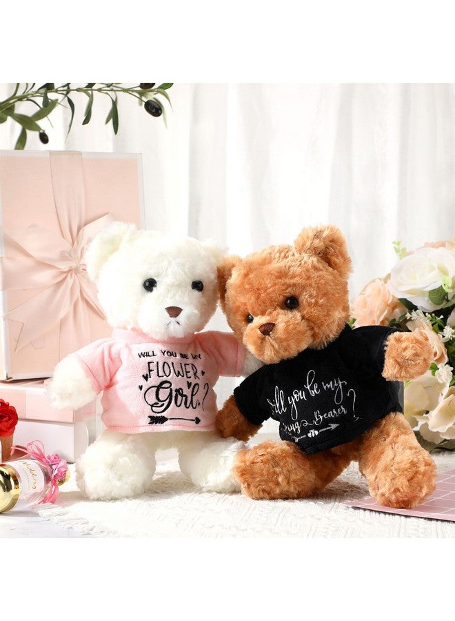 Hungdao Hungdao 2 Pcs Wedding Flower Girl Proposal Gifts 11.8 Inch Ring Boy Plush Will You Be My Flower Girl Bear Stuffed Animal from Bride and Groom for Wedding Proposal Anniversary Bridal Party  - Image 4