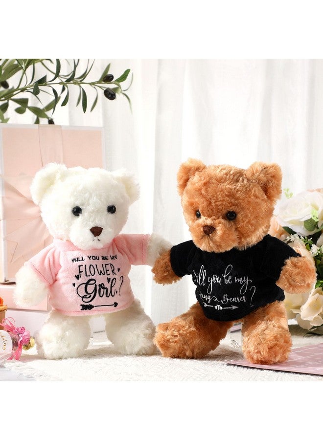 Hungdao Hungdao 2 Pcs Wedding Flower Girl Proposal Gifts 11.8 Inch Ring Boy Plush Will You Be My Flower Girl Bear Stuffed Animal from Bride and Groom for Wedding Proposal Anniversary Bridal Party  - Image 3