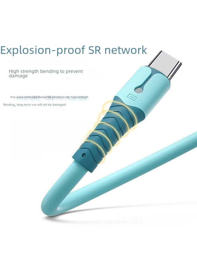 Liquid Soft Silicone Tape Light Data Cable Suitable For Android Type-c Xiaomi Other Usb Fast Charging Cables-Color:Android Interface-1 M-Model:Cherry Blossom Powder - Image 4