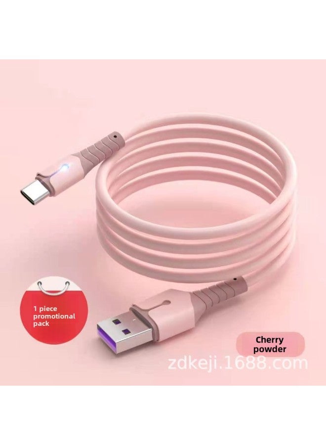 Liquid Soft Silicone Tape Light Data Cable Suitable For Android Type-c Xiaomi Other Usb Fast Charging Cables-Color:Android Interface-1 M-Model:Cherry Blossom Powder - Image 1