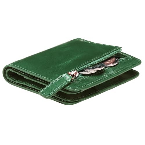 Itslife Women's Rfid Blocking Small Compact Bifold Leather Pocket Wallet Ladies Mini Purse with id Window (Waxed Dark Green) - Image 5