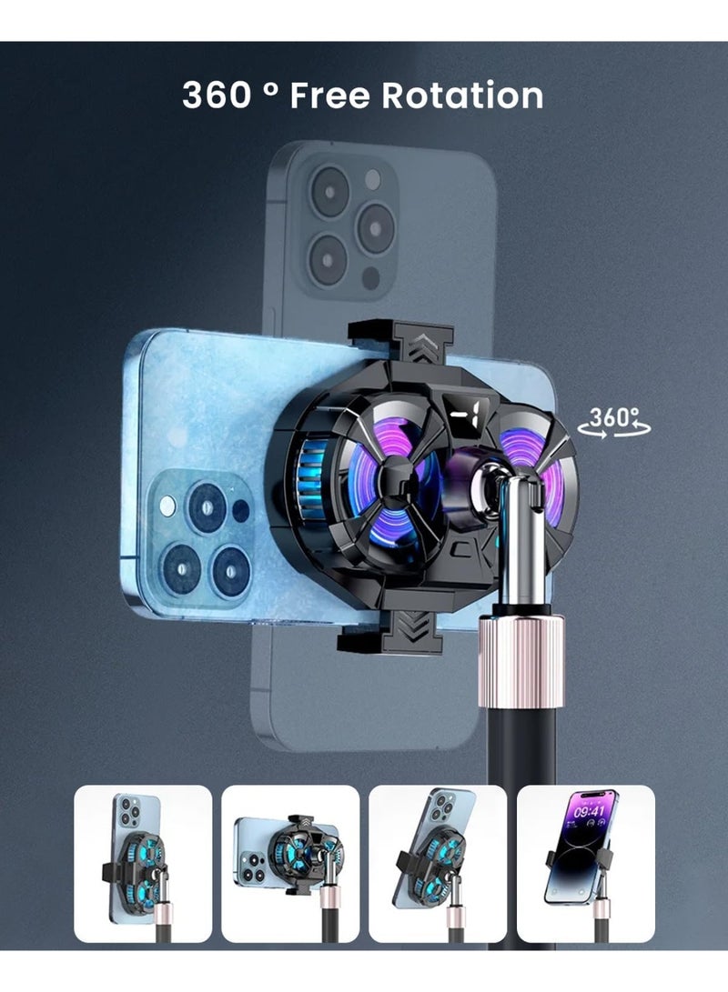 مروحة تبريد هاتف للألعاب، مروحة تبريد للهواتف الذكية للألعاب، مروحة توربو مزدوجة لتبريد الهاتف مع شاشة رقمية وتصميم مخلب مشبك قابل للتعديل، مبرد هاتف قابل للتعديل بثلاث سرعات ومبرد هاتف عالمي - Image 2