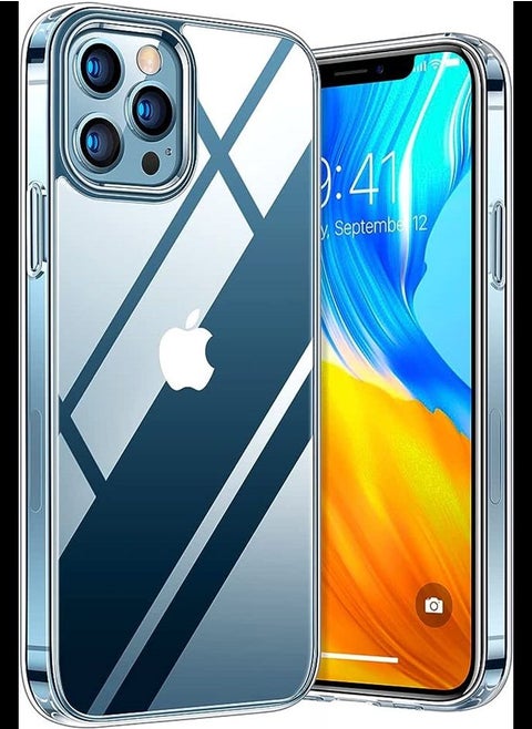 Diamond Clear Case Compatible with iPhone 12 Pro Max, Anti Yellowing Hard Back with Soft TPU Bumper Slim Protective Case, Pure Clear