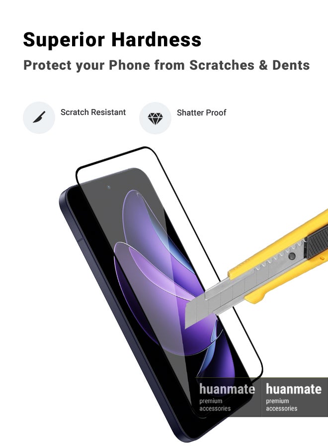 huanmate 2 Pieces Oppo Reno 13 Screen Protector – Premium Edge to Edge Tempered Glass, High Transparency, Delicate Touch, Anti-Explosion, Smooth Arc Edges, Easy Installation  - Image 3