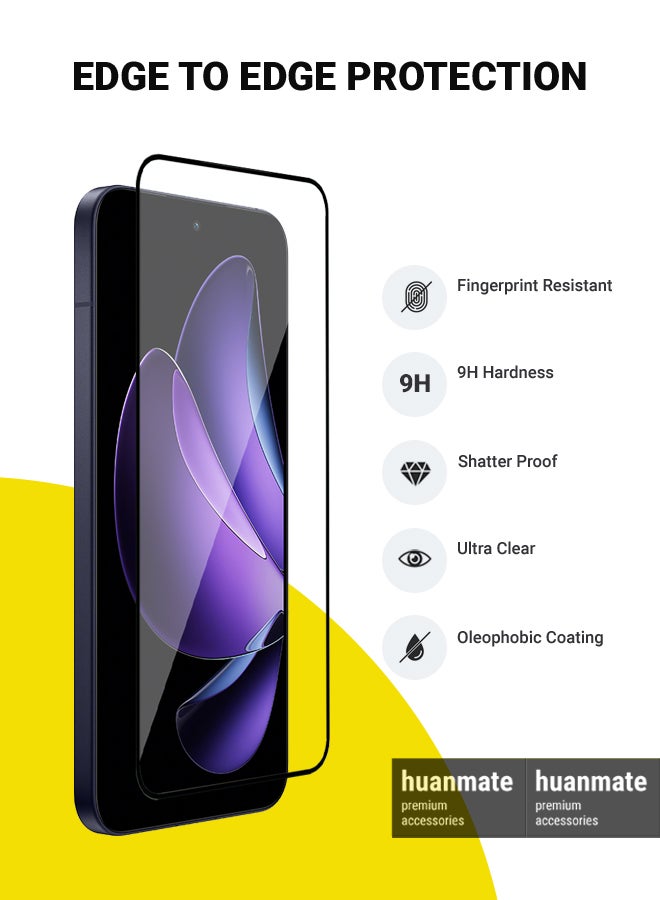 huanmate 2 Pieces Oppo Reno 13 Screen Protector – Premium Edge to Edge Tempered Glass, High Transparency, Delicate Touch, Anti-Explosion, Smooth Arc Edges, Easy Installation  - Image 2