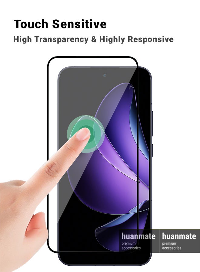 huanmate 2 Pieces Oppo Reno 13 Screen Protector – Premium Edge to Edge Tempered Glass, High Transparency, Delicate Touch, Anti-Explosion, Smooth Arc Edges, Easy Installation  - Image 4