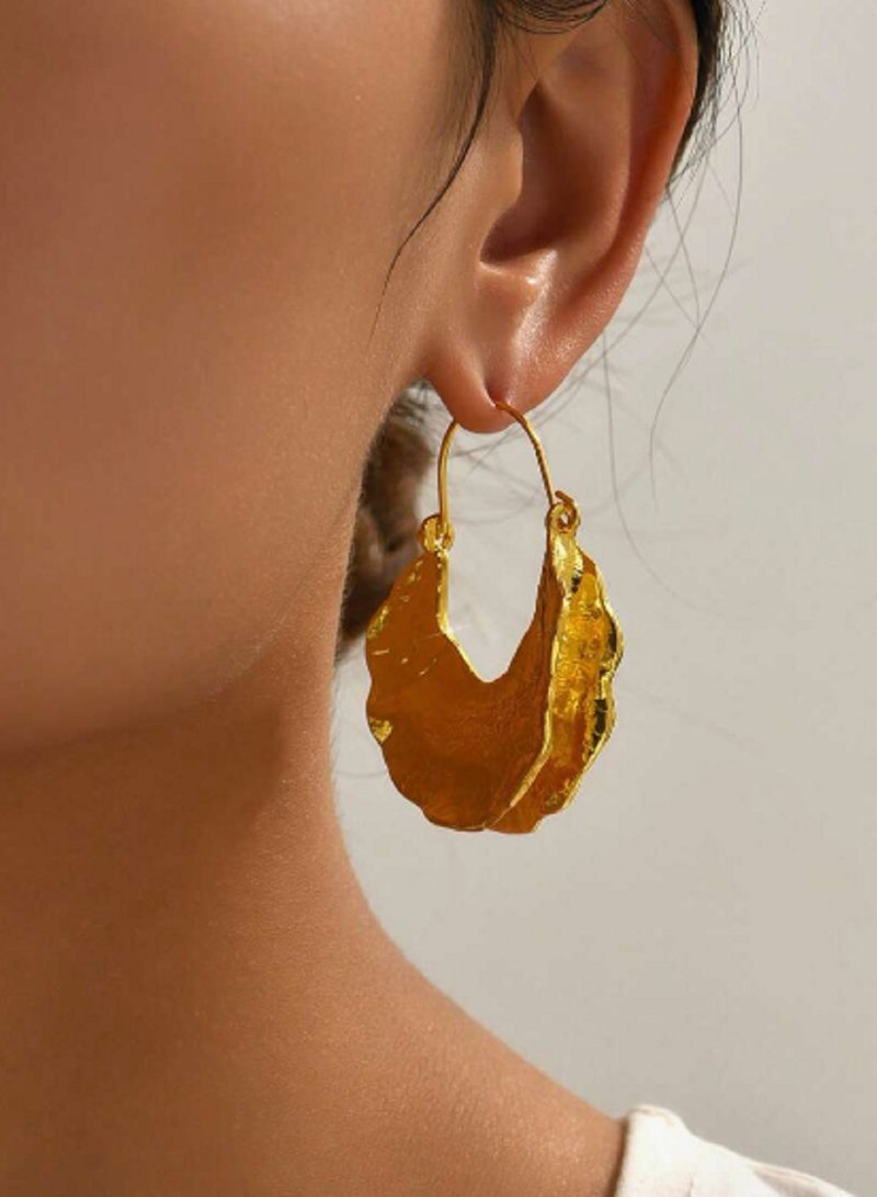 Women's  Earrings Asymmetric Metal with Folded Circular Design Modern and Unique Touch