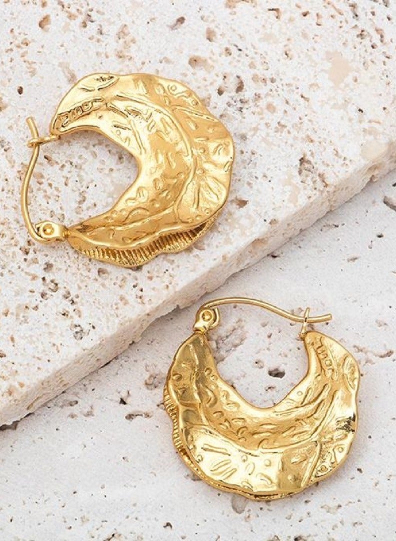 Women's  Earrings Asymmetric Metal with Folded Circular Design Modern and Unique Touch