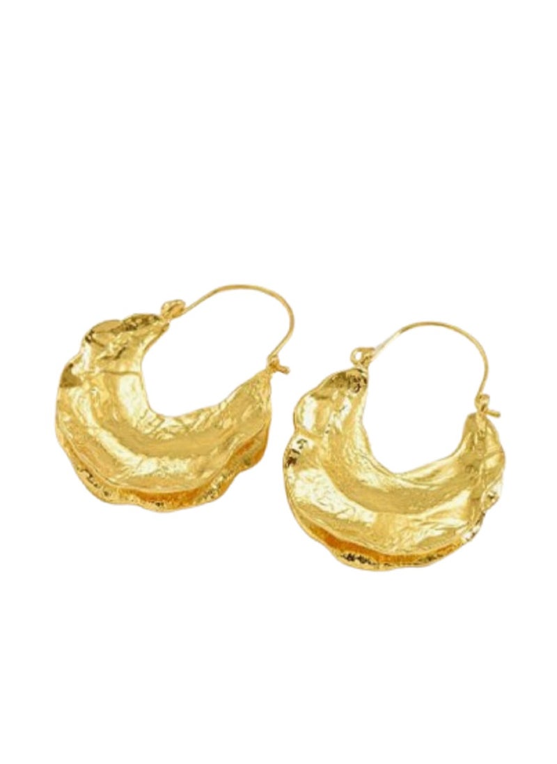 Ward Women's  Earrings Asymmetric Metal with Folded Circular Design Modern and Unique Touch  - Image 1