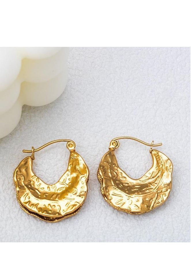 Ward Women's  Earrings Asymmetric Metal with Folded Circular Design Modern and Unique Touch  - Image 4