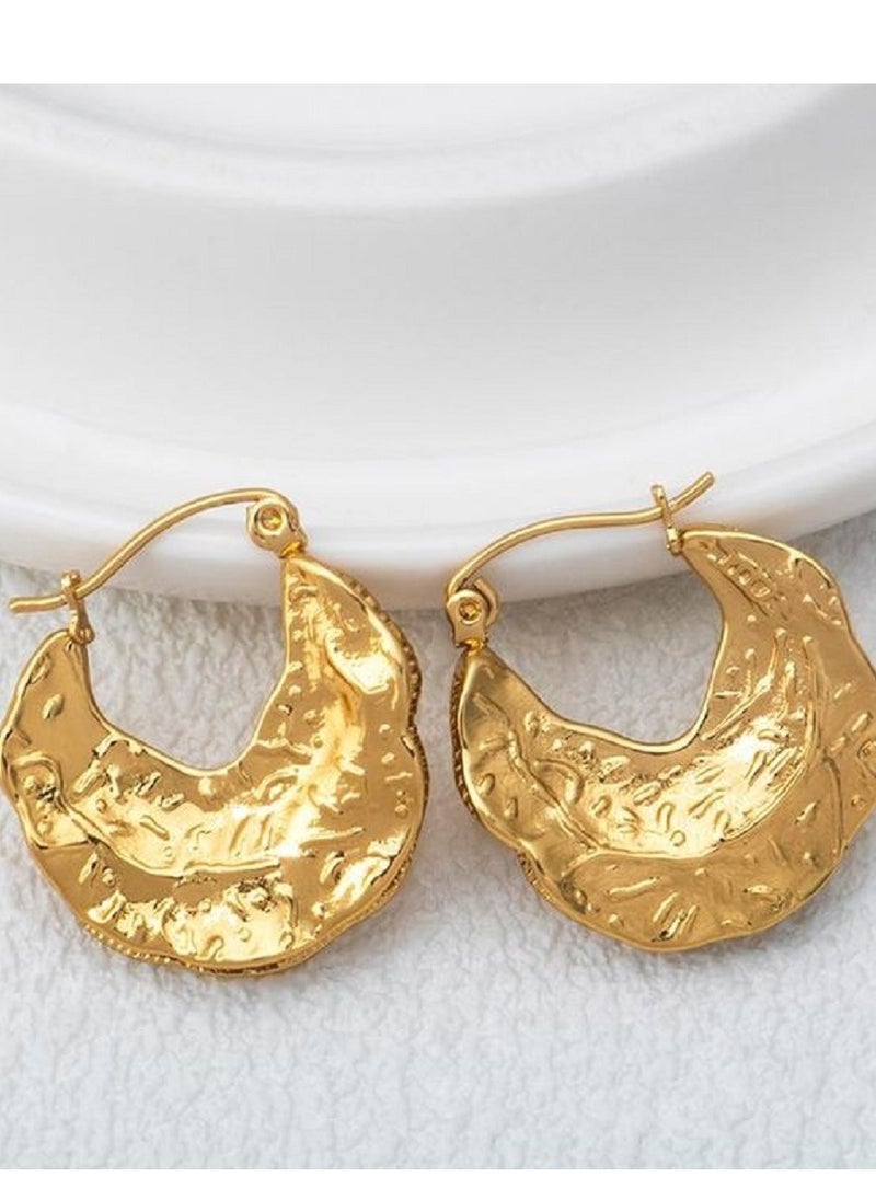 Ward Women's  Earrings Asymmetric Metal with Folded Circular Design Modern and Unique Touch  - Image 2