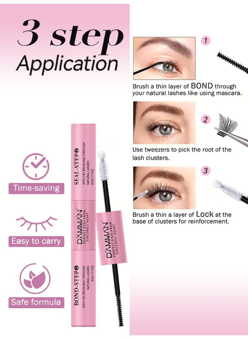 D'AMMA'N DAMMAN Upgraded 2-in-1 Lash Bond and Seal - Super Strong Hold 72 Hours Waterproof Cluster Lash Glue, Premium Dual-Ended False Eyelash Adhesive for DIY Extension - Image 5