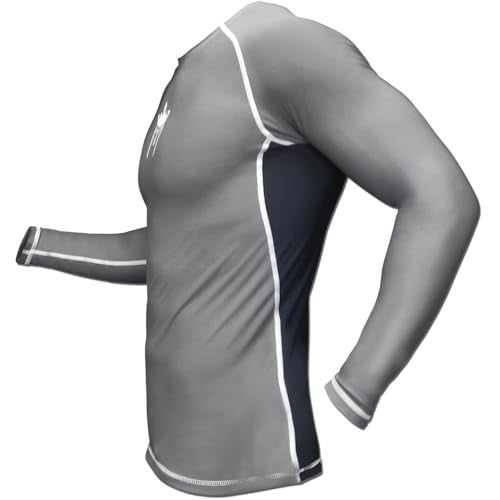 Meister Rush Long-Sleeve Rash Guard for MMA, BJJ & Surfing - Charcoal/Black - Small - Image 2
